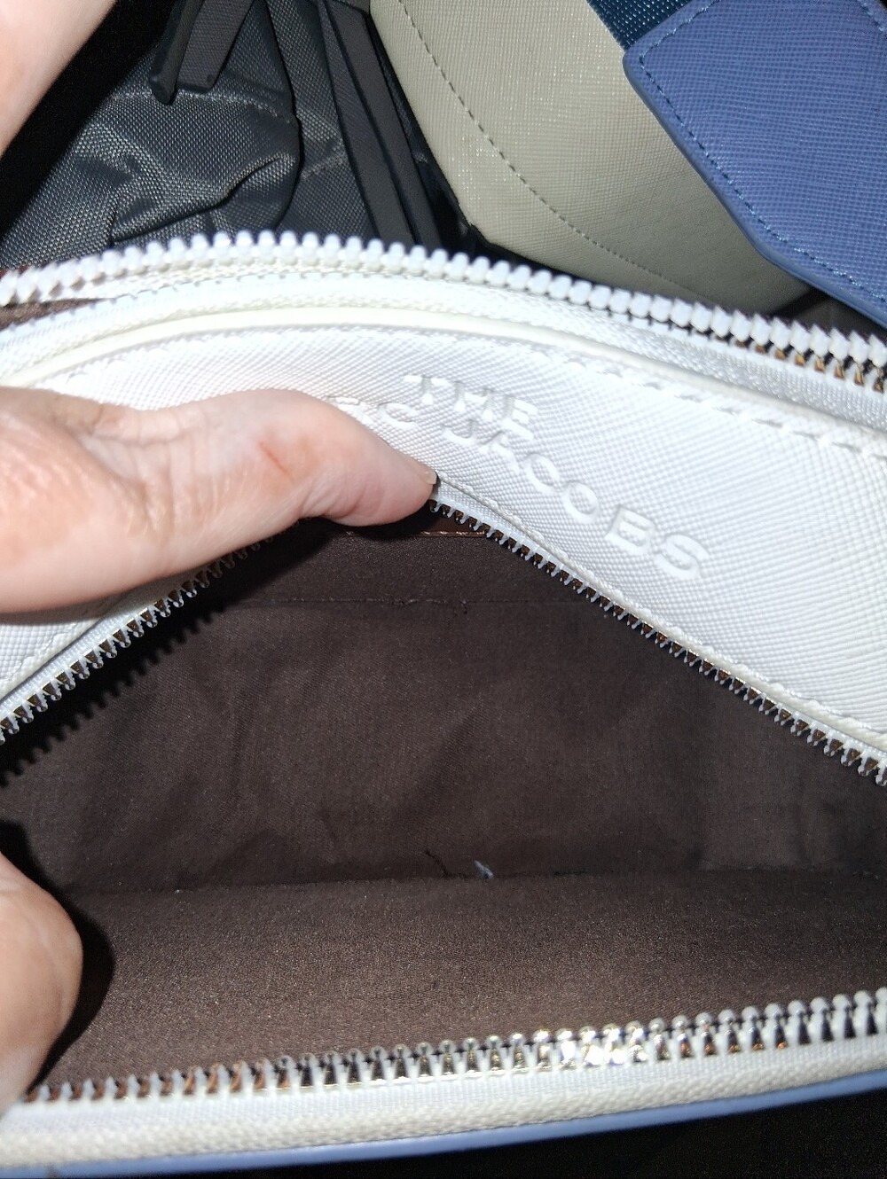 Marc Jacobs Two-Tone Lilac and Orange Snapshot Crossbody with Logo Strap - Picture 5 of 5